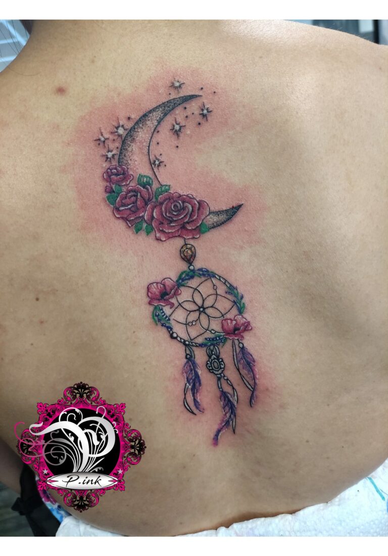 Mond Traumfänger Blumen Minimalistisch Tattoo – P.ink Neustadt bei Coburg