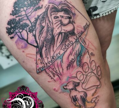 König der Löwen Aquarell Tattoo