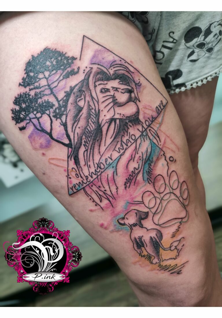 König der Löwen Aquarell Tattoo – P.ink Neustadt bei Coburg
