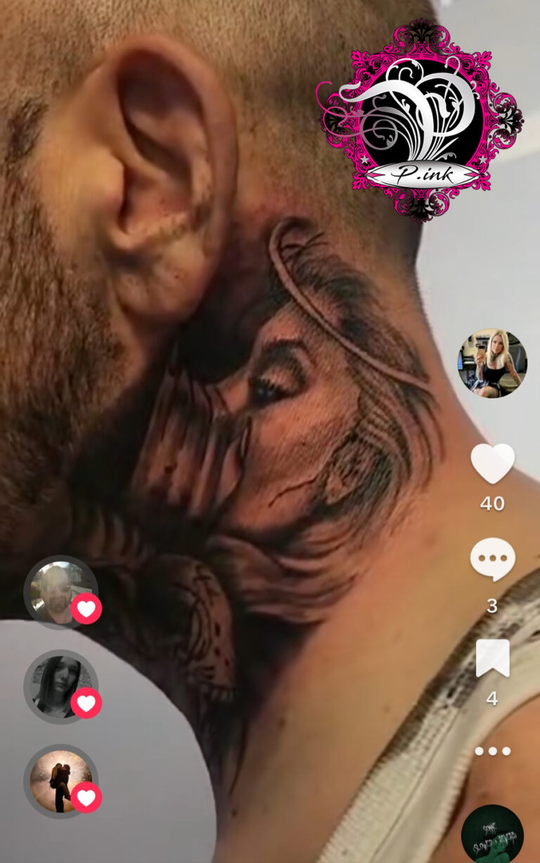 Engel & Teufel Hals Tattoo – P.ink Neustadt bei Coburg